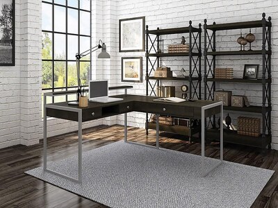 Whalen Asherton 60 W L-Shaped Computer Desk, Fawn Aged Oak (SPUS-ASHD)