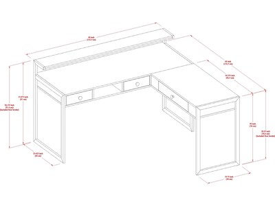 Whalen Asherton 60" W  L-Shaped Computer Desk, Fawn Aged Oak (SPUS-ASHD)