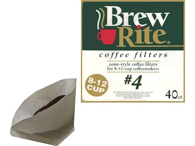 Brew Rite 12-Cup Paper Coffee Filter, Cone Shape, 40/Pack (ROC46041)