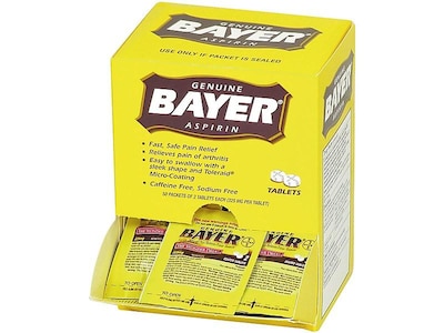 Bayer 325 mg Aspirin Tablets, 2 Tablets/Packet, 50 Packets/Box (7533-50X12-SBA)