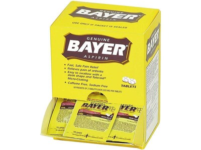 Bayer 325 mg Aspirin Tablets, 2 Tablets/Packet, 50 Packets/Box (7533-50X12-SBA)