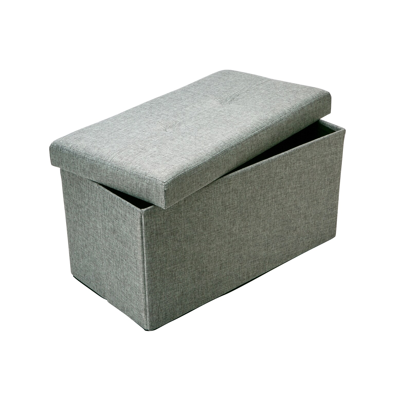 Simplify Faux Linen Double Folding Storage Ottoman (F-0637-Grey)