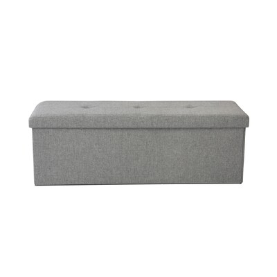 Simplify Faux Linen Triple Folding Storage Ottoman (F-0638-Grey-BX)