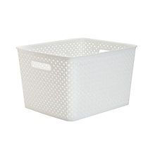 Simplifys  Large Resin Wicker Storage Bin, White (25169-WHITE)