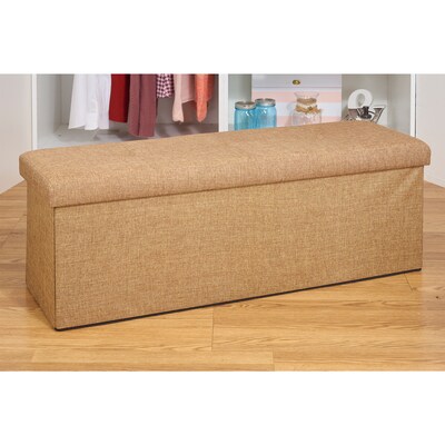 Simplify Faux Linen Triple Folding Storage Ottoman (F-0638-CAMEL-BX)