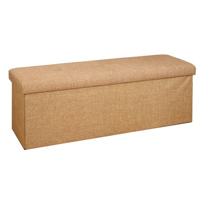 Simplify Faux Linen Triple Folding Storage Ottoman (F-0638-CAMEL-BX)