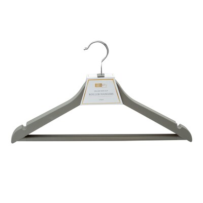 Simplify 3 Pack Deluxe Non-Slip Roller Hangers in Grey