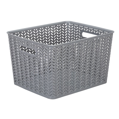 Simplify Large Herringbone Storage Bin, Grey (25175-GREY)