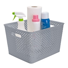 Simplify Large Resin Wicker Storage Bin, Grey (25169-GREY)