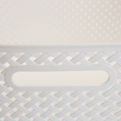 Simplify's  Large Resin Wicker Storage Bin, White (25169-WHITE)