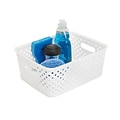 Simplify Small Resin Wicker Storage Bin, White (25167-WHITE)