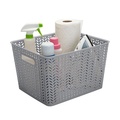 Simplify Large Herringbone Storage Bin, Grey (25175-GREY)