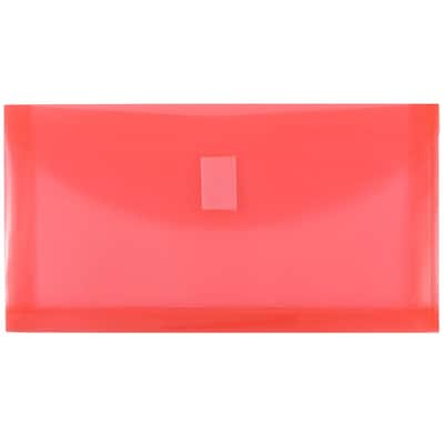 JAM Paper® Plastic Envelopes with Hook & Loop Closure, 1 Expansion, #10, 5.25 x 10, Red Poly, 12