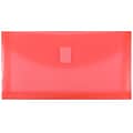 JAM Paper® Plastic Envelopes with Hook & Loop Closure, 1 Expansion, #10, 5.25 x 10, Red Poly, 12