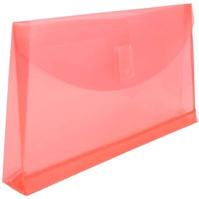 JAM Paper® Plastic Envelopes with Hook & Loop Closure, 1" Expansion, #10, 5.25" x 10", Red Poly, 12 per pack (921V1re)