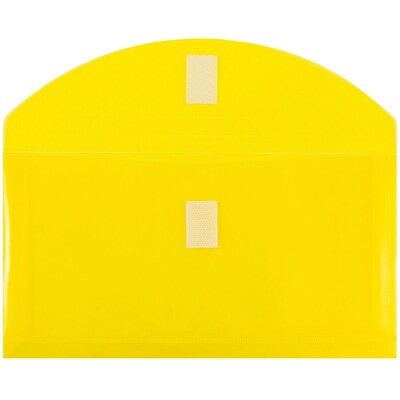 JAM Paper® Plastic Envelopes with Hook & Loop Closure, 1 Expansion, #10, 5.25 x 10, Yellow Poly,