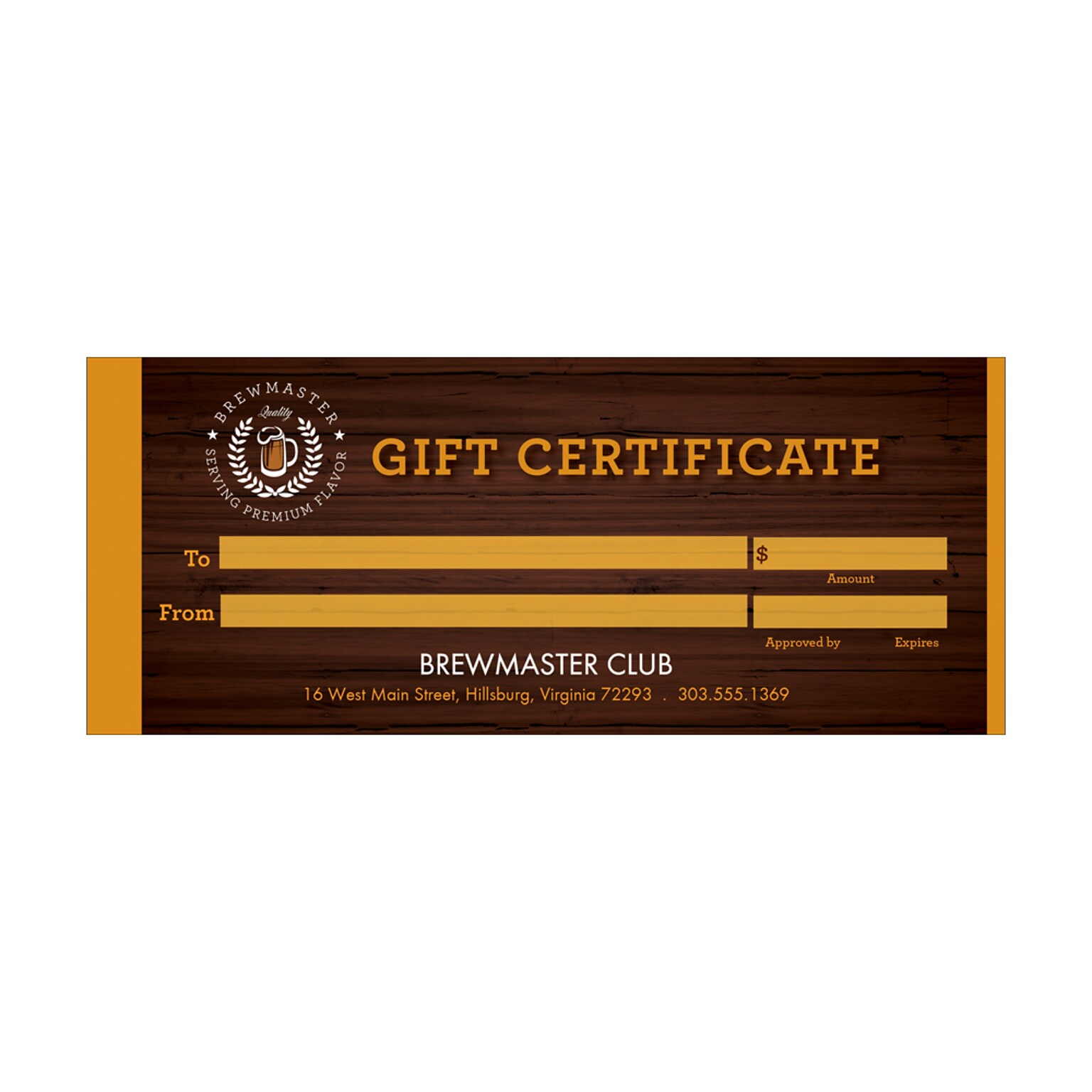 Custom Gift Certificates, 8.5 x 3.5, 14 pt. Coated Stock, 1-Sided