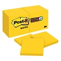 Post-it® Super Sticky Notes, 3 x 3, Bright Yellow, 90 Sheets/12 Pads (654-12SSYW)
