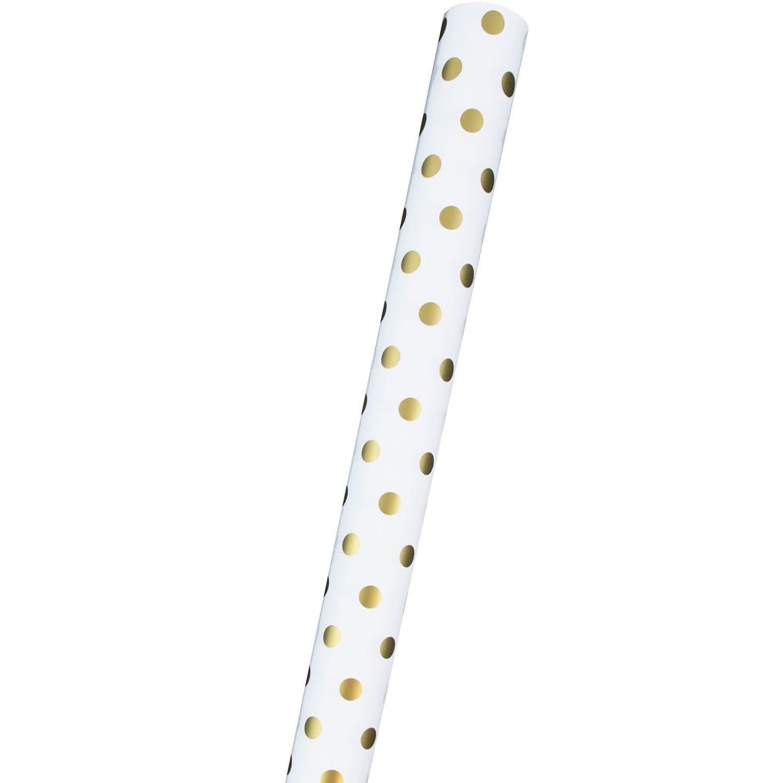 JAM Paper® Polka Dot Gift Wrapping Paper, 25 Sq Ft, White with Gold Dots, Sold Individually (226432220)