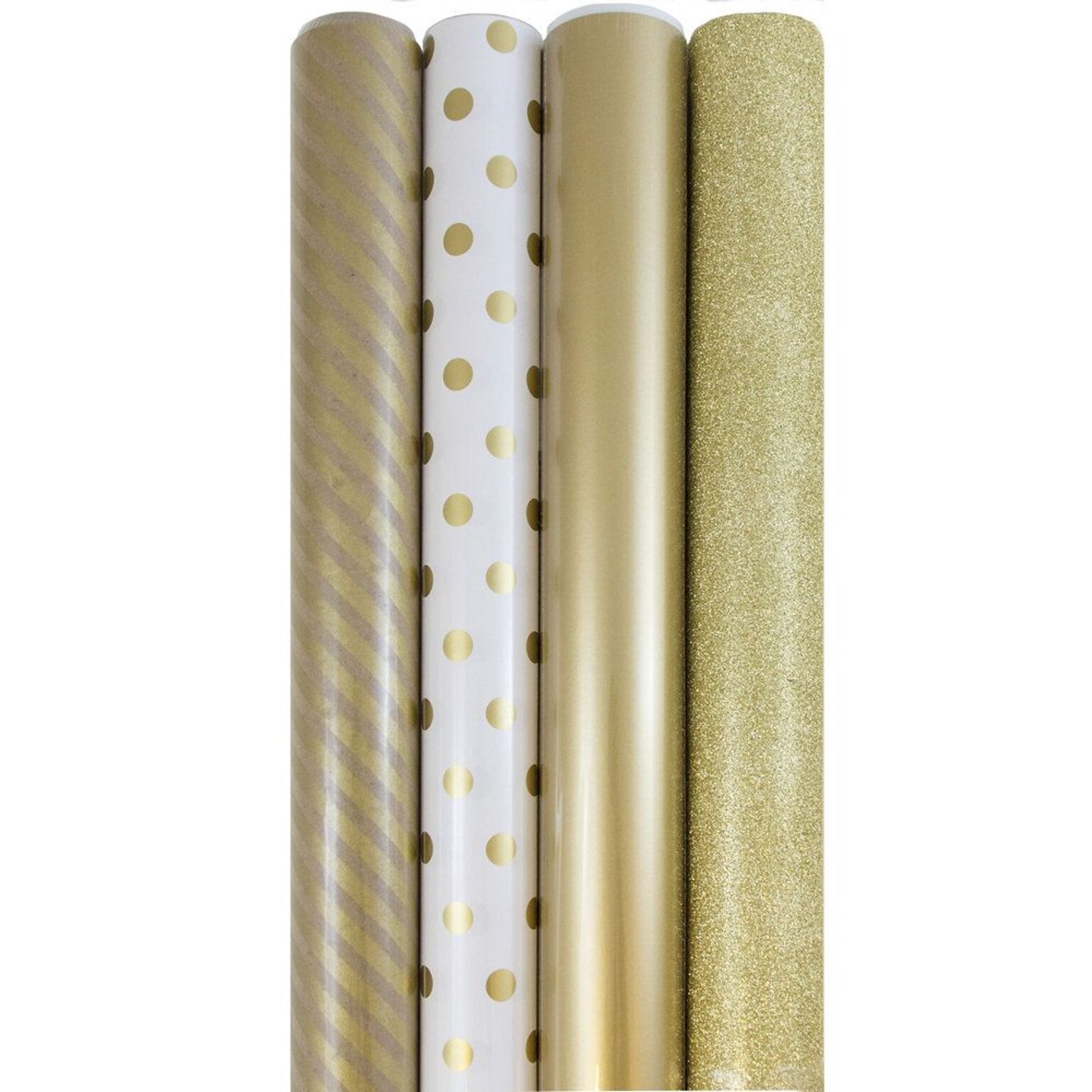 JAM Paper® Gift Wrap, Assorted Wrapping Paper, 86.5 Sq. Ft Total, Everything Gold, 4/Pack (368532532)