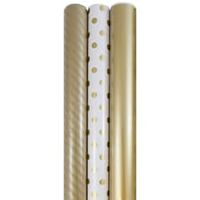 JAM Paper® Gift Wrap, Assorted Wrapping Paper, 75 Sq. Ft Total, Gold Collection, 3/Pack (368532533)
