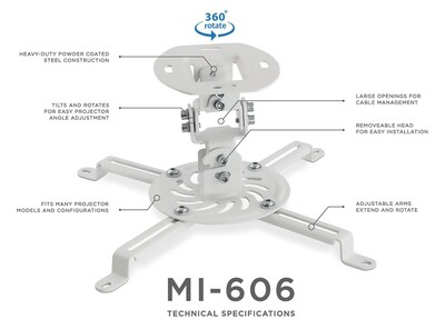 Mount-It! Projector Ceiling Mount Height Adjustable Universal Stand, Short (MI-606S)