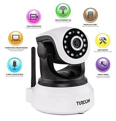 Turcom IP Wireless Security Camera with Mobile App, Night Vision and Two-Way Audio (TS-620)