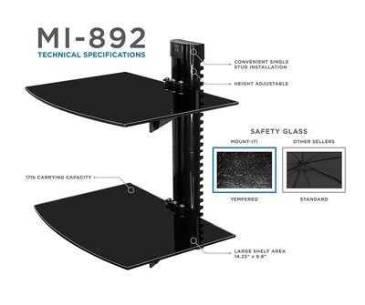 Mount-It! Floating Wall Mounted Shelf Bracket Stand, Black (MI-892)