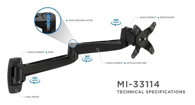 Mount-It! Modular Mount Adjustable Monitor Stands, Up to 27" Monitors, Black (MI-33114-BLK)