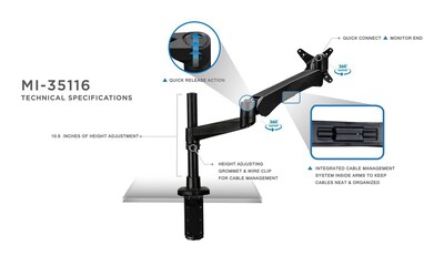 Mount-It! Modular Desk Mount Adjustable Monitor Mount, Up to 30 Monitors,  Black (MI-35111B)