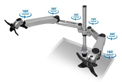 Mount-It! Modular Adjustable Monitor Mount, Up to 27" Monitors, Gray/Silver (MI-45111B)