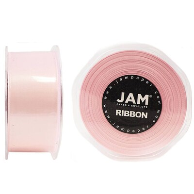 JAM Paper® Double Faced Satin Ribbon, 1.5 inch Wide x 25 yards, Baby Pink, Sold Individually (808SAltpi25)