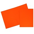 JAM Paper® Two-Pocket Matte Colored Cardstock Folders, Neon Orange, Bulk 120/Pack (386NORB)