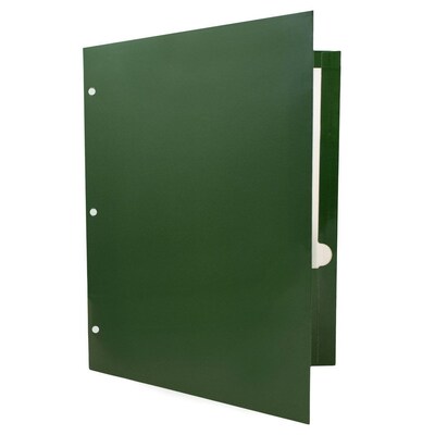 JAM Paper Glossy 3 Hole Punched 2-Pocket Folders, Green, 100/Pack (385GHPGRBZ)