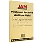 JAM Paper Parchment Colored 8.5" x 14" Paper, 24 lbs., Antique Gold Recycled, 100 Sheets/Pack (17132140)