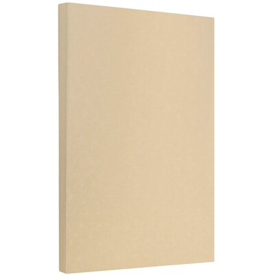 JAM Paper Parchment Colored Paper, 24 lbs., 8.5" x 14", Brown Recycled, 100 Sheets/Pack (17132136)