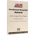 JAM Paper® Parchment Colored Paper, 24 lbs., 8.5 x 14, Natural Recycled, 100 Sheets/Pack (17132137
