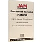 JAM Paper Parchment Colored 8.5" x 14" Paper, 24 lbs., Natural Recycled, 100 Sheets/Pack (17132137)