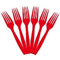 JAM Paper® Big Party Pack of Premium Plastic Forks, Red, 100 Disposable Forks/Box (297F100re)