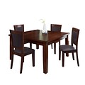 CorLiving 5pc Extendable Dining Set - Warm Brown Wood and Chocolate Bonded Leather (DWG-280-Z1)