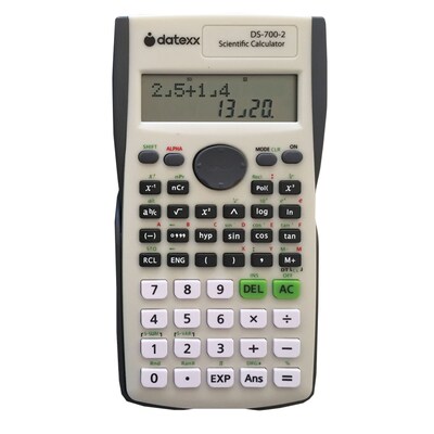 Datexx DS-7002-10 2-Line Scientific Calculator, White 10/Pack
