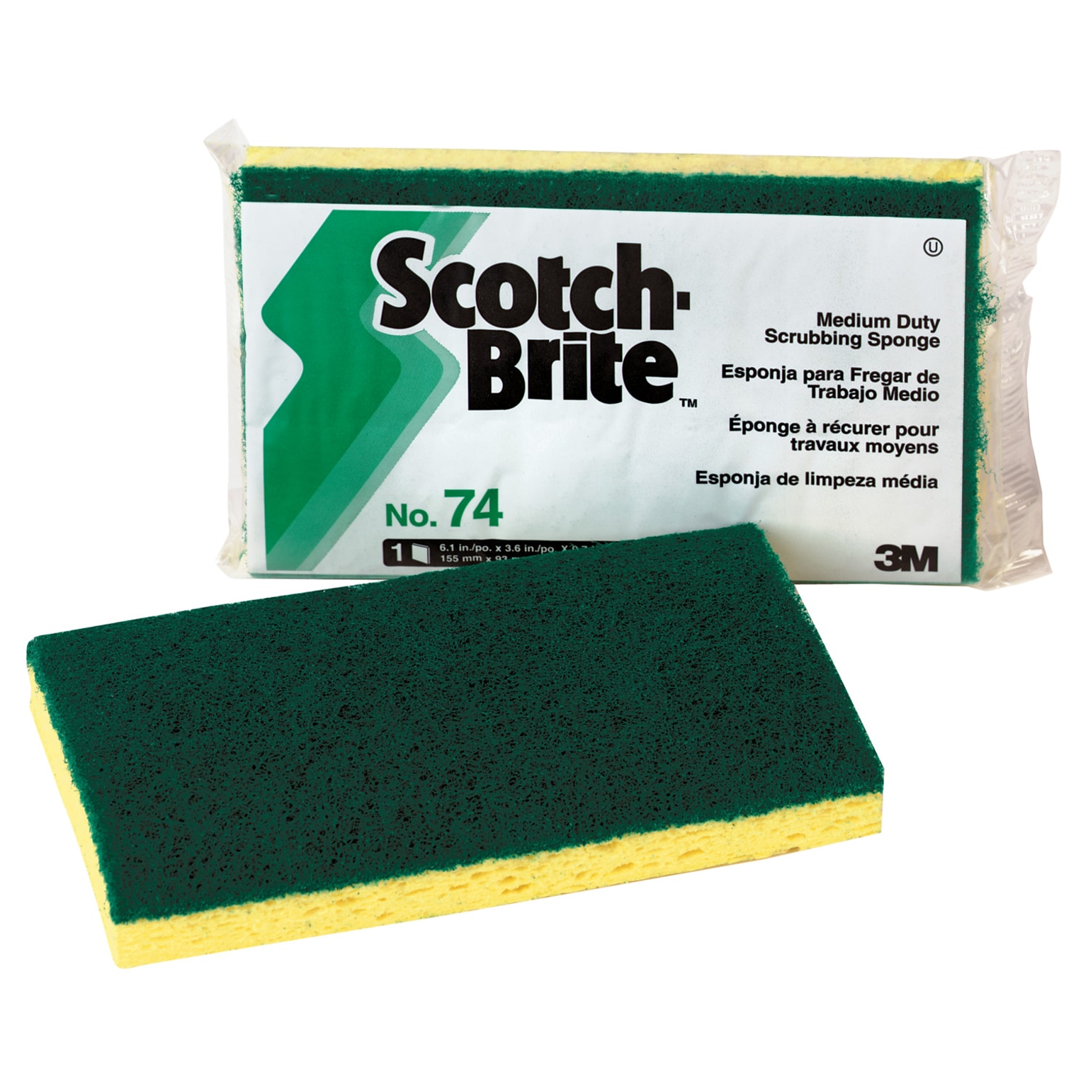 Scotch-Brite™ Medium Duty Scrub Sponge, Green/Yellow (74)