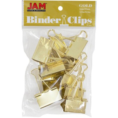 JAM Paper® Binder Clips, Large, 41mm, Gold Binderclips, 12/pack (340BCgo)