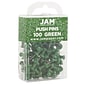 JAM Paper Push Pins, Green, 2 Packs of 100 (2242954A)