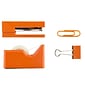 JAM Paper Office Starter Kit, Orange, Stapler, Tape Dispenser, Paper Clips & Binder Clips, 4/Pack (338756or)