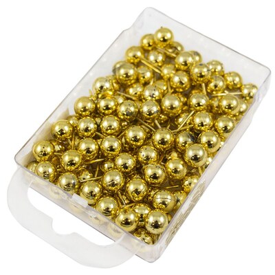 JAM Paper Map Tacks Push Pins, Gold, 100/Pack (22432213)