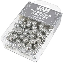 JAM Paper Colored Map Tacks, Silver, 2 Packs of 100 (22432214A)