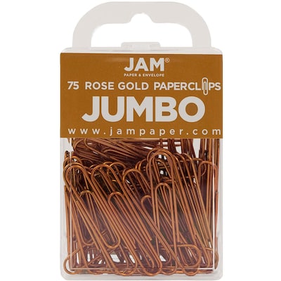 JAM Paper® Colored Jumbo Paper Clips, Large 2 Inch, Rose Gold Paperclips, 2 Packs of 75 (21832059a)