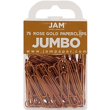 JAM Paper® Colored Jumbo Paper Clips, Large 2 Inch, Rose Gold Paperclips, 2 Packs of 75 (21832059a)