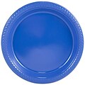 JAM Paper® Round Plastic Disposable Party Plates, Medium, 9 Inch, Blue, 200/Box (9255320675b)